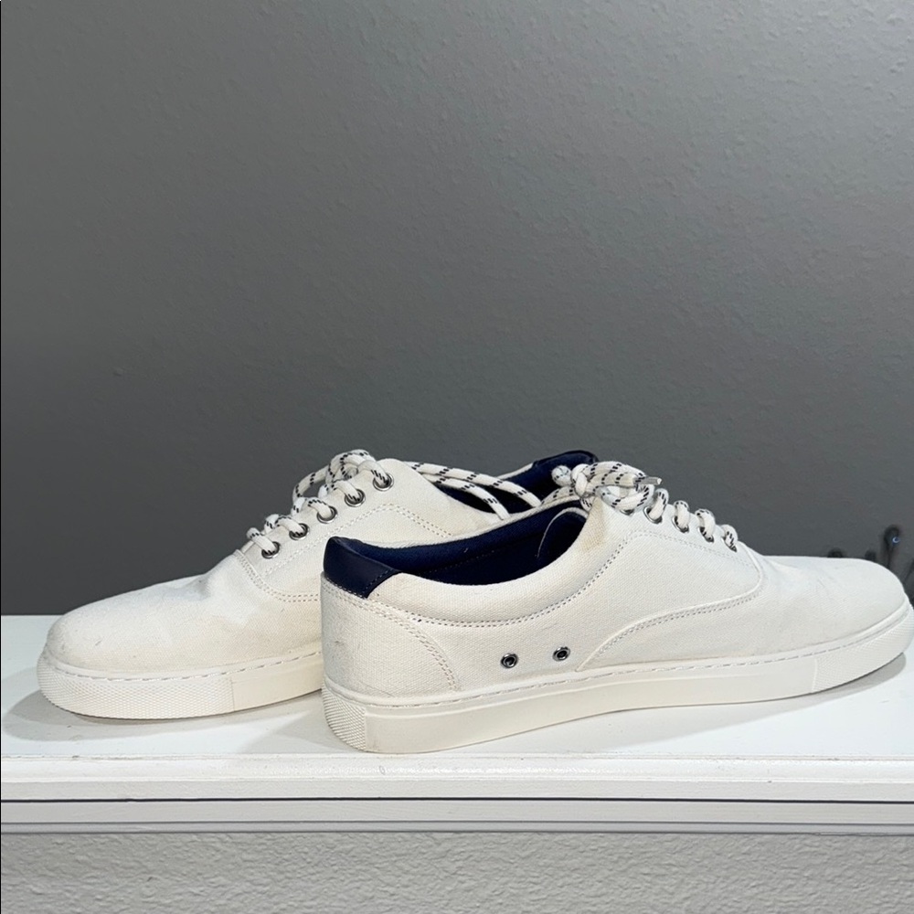 J. Crew White and Blue Sneakers with Canvas Upper